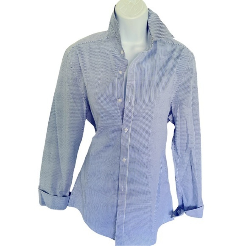 H&M Striped Button Down Shirt - S blue white striped   Polyester cotton , NWOT